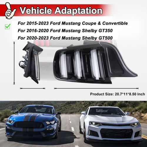 Vista 3 de Nixon Offroad Luces traseras secuenciales para Ford Mustang 2015-2023, luces traseras LED, reemplazo de montaje de 1 par