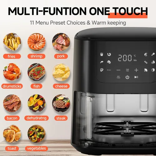 Vista 3 de QIDO Freidora de aire – Freidora de aire compacta de 5 cuartos de galón para comidas rápidas y fáciles en minutos, calefacción de precisión de 180°