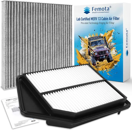Kit de filtro de aire de cabina y motor, CF10134 y CA11476, certificado por laboratorio MERV 13, preaceitado, 2 piezas, específico para Honda Accord