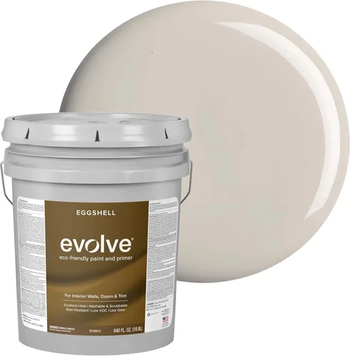 Vista 106 de EVOLVE Pintura e imprimación para interiores, cáscara de huevo (blanco alabastro), 1 galón, cobertura de una capa, excelente oculto, bajo contenido