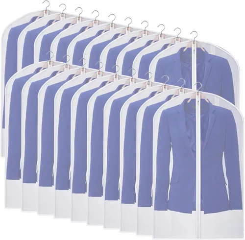 Vista 13 de Kntiwiwo Fundas de hombro para colgar ropa (juego de 10) cubiertas de polvo transpirables para prendas de vestir cubiertas protectoras de ropa