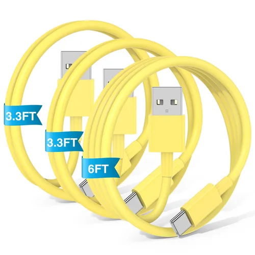 Vista 19 de Paquete de 3 cables negros [3.3 pies+3.3 pies + 6 pies] USB A a USB C, cable USB a USB C Carplay para iPhone 16 15 Pro Plus Pro Max, para iPad