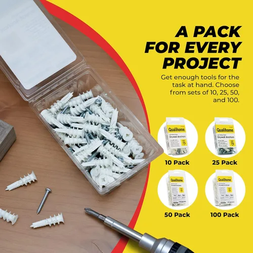 Vista 8 de Anclajes plásticos autoperforantes para paneles de yeso con tornillos #8, no requiere preparación de agujeros, soporta hasta 75 libras