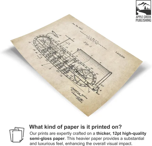 Vista 3 de Póster de patente de tractor Caterpillar de 11 x 14 pulgadas, diseño vintage, equipo pesado