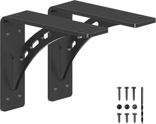 Vista 13 de Soportes de estante resistentes de 6 x 5 pulgadas, soportes de metal para repisa (juego de 2) soportes de chimenea para repisas de chimenea, soporte