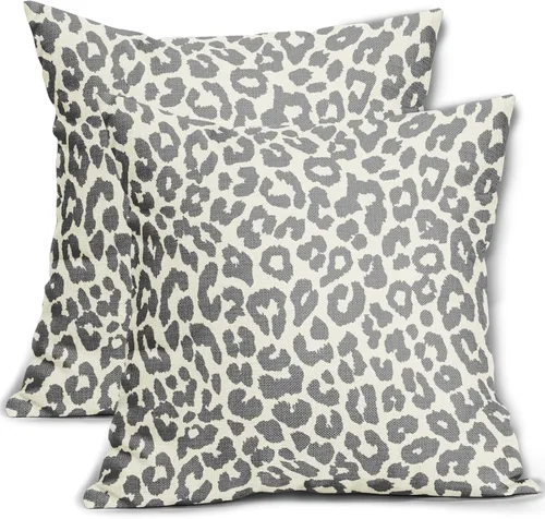 Vista 16 de Juego de 2 fundas de almohada con estampado de leopardo negro de 16 x 16 pulgadas, diseño de animal de guepardo, chinoiserie, fundas de almohada