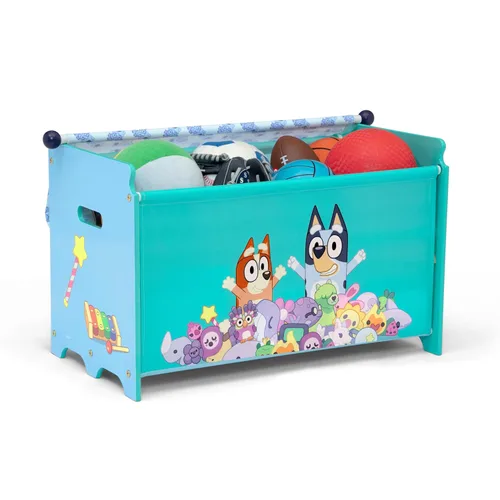 Vista 3 de Delta Children – Caja de juguetes Bluey con tapa de tela retráctil