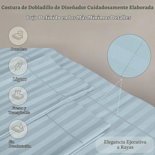 Vista 4 de Threadmill Juego de ropa de cama de algodón de lujo de 500 hilos tamaño Queen de 4 piezas, sábanas suaves y sedosas con bolsillo profundo elástico