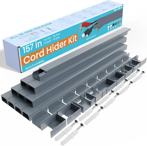 Vista 12 de EVZA Ocultacables de 157 pulgadas para 1-2 cables, canal ocultacables autoadhesivo de un cable, cubiertas de cables pintables para cables de TV