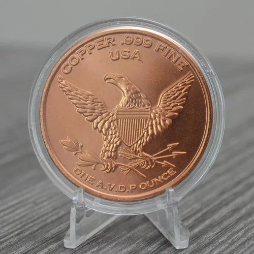 Vista 4 de Bisonte Moneda de lingotes redondos de cobre .999 puro de 1 oz en cápsula - COA por Heavenly Metals