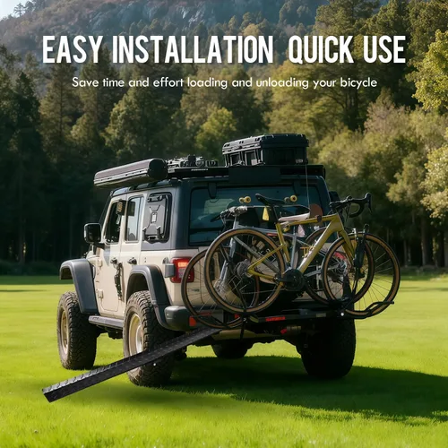 Vista 4 de Rampa Plegable de Servicio Pesado para Estante de Bicicletas, Estructura de Acero al Carbono Rampa de Carga de Bicicletas, Adecuada para Bicicletas