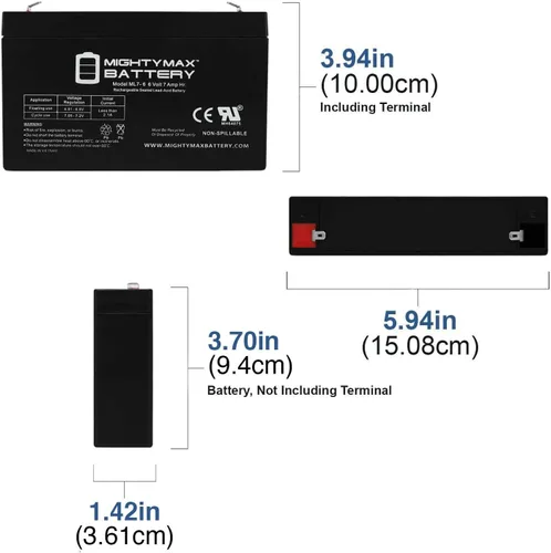 Vista 2 de Mighty Max Battery Batería de repuesto SLA de 6V 7Ah para Enduring 3FM7