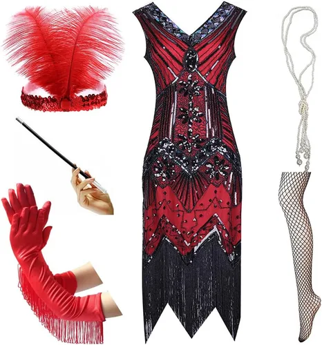 Vista 4 de Diadema con lentejuelas y plumas para fiesta de carnaval de los años 20 para mujeres