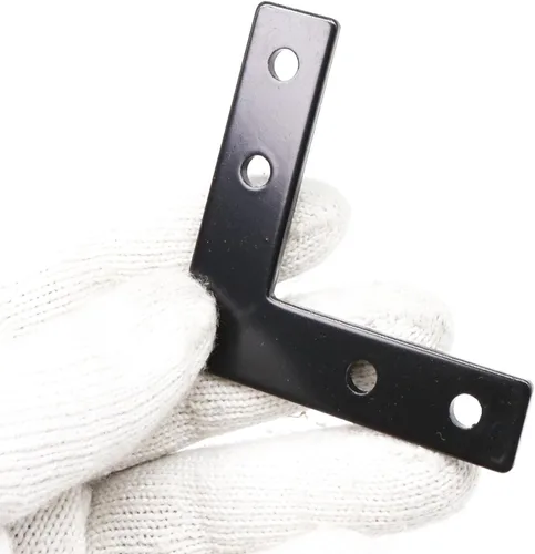 Vista 5 de 10 juegos de perfiles de extrusión de aluminio de la serie 2020, soportes en L de ángulo recto negro con tuercas y pernos de ranura en T M5