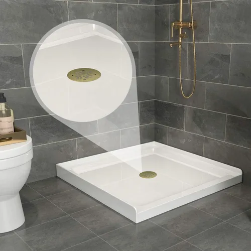 Vista 7 de Uni-Green Drenaje redondo de base de ducha de 4-1/4 pulgadas, drenaje de ducha de compresión de PVC de 2 pulgadas, acero inoxidable 304 con goma