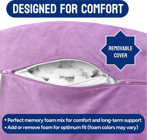 Vista 8 de ComfortSpa - Almohada de lectura para cama tamaño adulto, almohada de respaldo con brazos, bolsillos y funda lavable; Úsela como almohada de cama