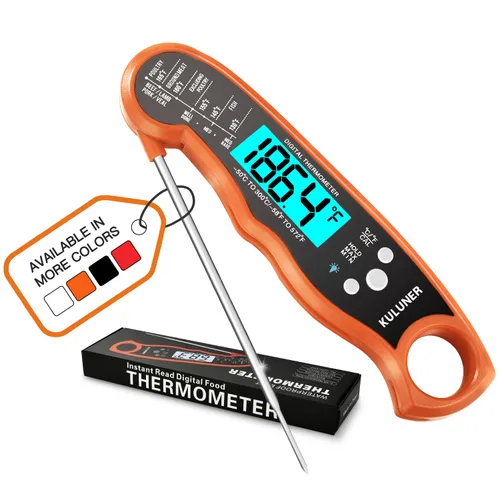Vista 7 de KULUNERKULUNER - Termómetro digital impermeable de lectura instantánea de carne con sonda plegable de 4.6 pulgadas