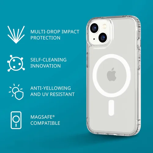 Vista 2 de tech21 Funda transparente para iPhone 14 Evo Clear compatible con MagSafe®, resistente a los arañazos, absorbe los golpes y protección contra caídas