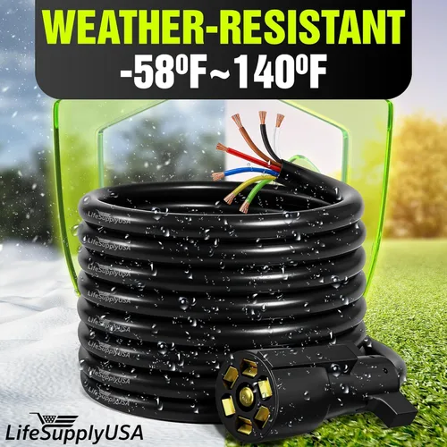 Vista 5 de Arnés de cableado de remolque de 8 pies y 7 pines, enchufe de remolque resistente de 7 vías, cable impermeable de 7 cables, kit de cables universal