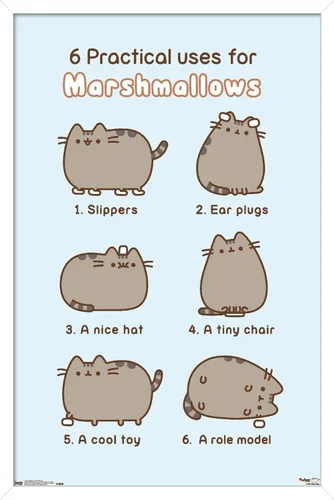 Vista 13 de Trends International Pusheen - Póster de pared de malvavisco, 14.725 x 22.375 pulgadas, versión enmarcada de madera de granero