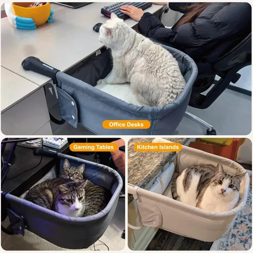 Vista 11 de Cama de escritorio para gatos extra resistente para gatos grandes Blanco