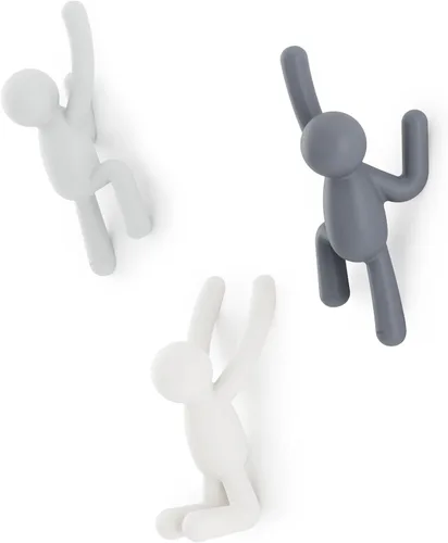 Umbra Buddy Ganchos de Pared – Ganchos Decorativos Montados en la Pared para Colgar Abrigos, Chales, Bolsos, Carteras, Mochilas, Toallas y Más, Gris