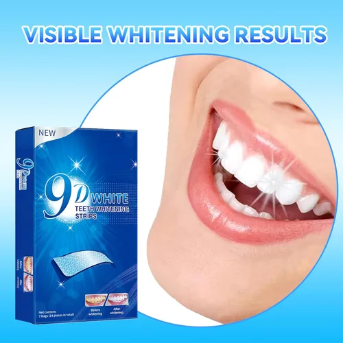 Vista 2 de Tiras blanqueadoras de dientes – Kit de blanqueamiento dental 9D, efectos profesionales, blanqueador de dientes no sensible para esmalte seguro, 14