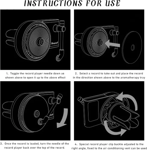 Vista 6 de 2 piezas de clips de ventilación para ambientadores de coche, ambientadores retro de tocadiscos para mujeres, difusores de perfume con cubierta