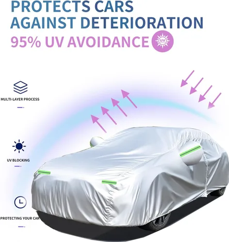 Vista 2 de Ajuste personalizado para funda de automóvil Toyota, 7 capas de cubierta impermeable para todo tipo de clima, para exteriores, cubierta completa