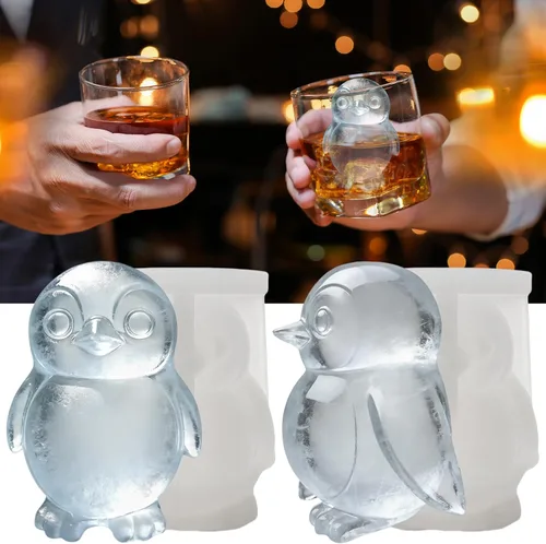 Vista 11 de Bandeja de moldes de silicona para cubitos de hielo de ajolote 3D para whisky, cóctel, bebida, bar; ricos detalles. Divertido molde de animales