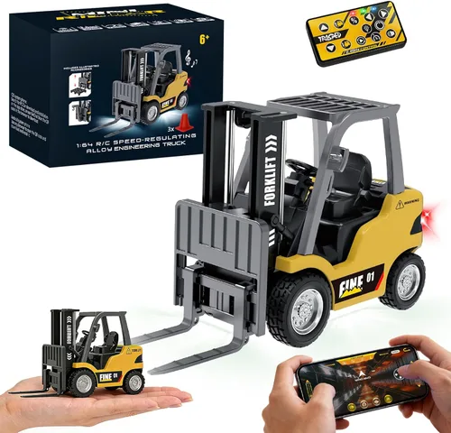 Vista 8 de YESHIN Excavadora de control remoto 1/64, mini vehículo de construcción RC de aleación de metal con pala, excavadora RC de carga directa tipo C
