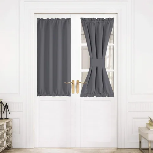 Vista 84 de NICETOWN Cortinas 100% opacas para puerta francesa, cortinas de privacidad para ventana, persianas de oscurecimiento de habitación de 25 x 64