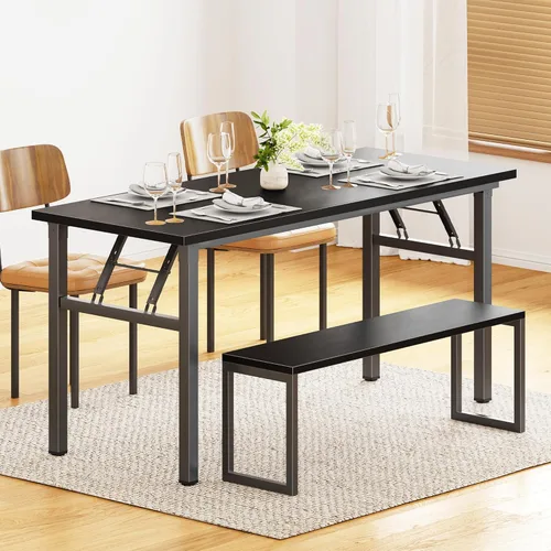 Vista 32 de DlandHome Escritorio plegable pequeño de 31.5 pulgadas, escritorio de computadora para oficina en casa, mesa plegable para espacios pequeños,