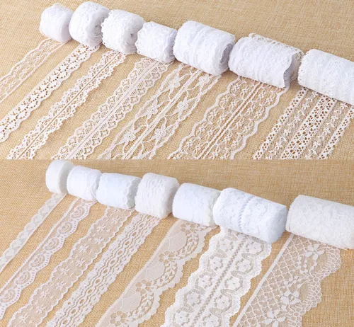 Vista 8 de 27 yardas de cinta de encaje beige, ribete de encaje de algodón, 9 estilos de ribete de encaje para coser, cinta vintage boho para manualidades