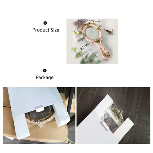 Vista 6 de Espejo de mano vintage, espejo de maquillaje de oro rosa, espejo de mano compacto de viaje, regalo para mamá, esposa, novia