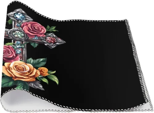 Vista 3 de Crosss Rose Placemats Set of 6 Resistant Table Mats Washable Place Mats for Dinner Party Table Decoration