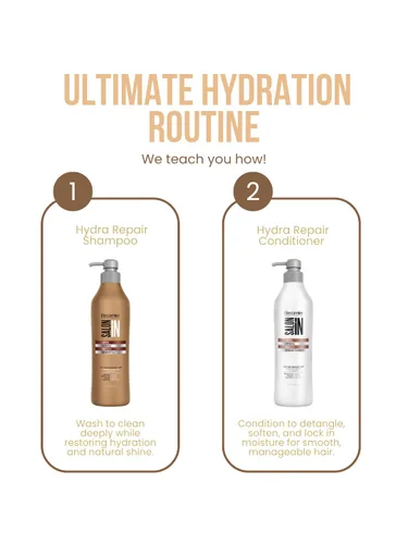 Vista 6 de Salon In by Recamier Hydra Repair Hair Shampoo & Conditioner Set (33.8 fl oz / 33.8 fl oz) Cabello seco y dañado