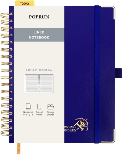 Vista 27 de POPRUN Lined Spiral Journal Notebook for Women & Men, 7-1/4" x 9-1/2", 220 Numbered Pages, College Ruled Hardcover Notebook for Work, Journals for