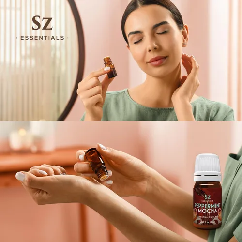 Vista 9 de Aceite esencial de menta Mocha Premium para difusor, aceite esencial sin diluir 100% puro - Extraído de menta, café, cacao con matices de vainilla