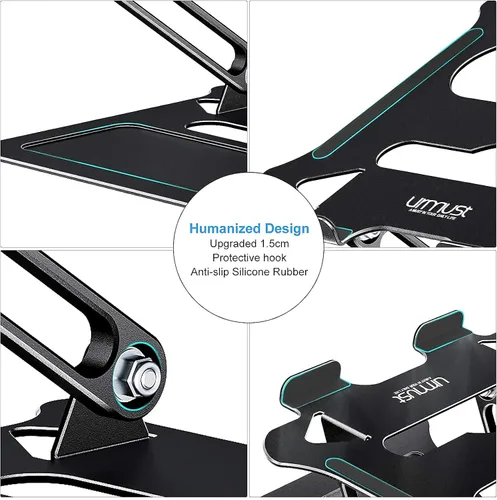 Vista 6 de Urmust Soporte ergonómico ajustable para computadora portátil (negro) Soporte ergonómico ajustable para computadora portátil (oro rosa)