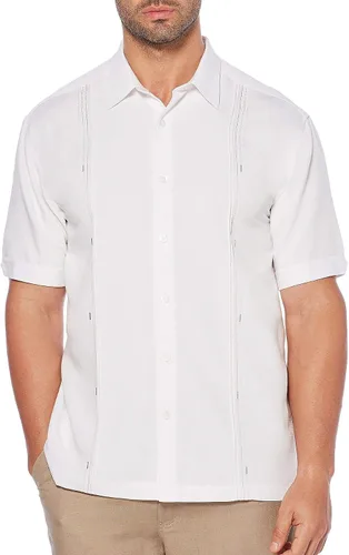 Cubavera Camisa de campamento cubana de manga corta para hombre con paneles de inserción de contraste