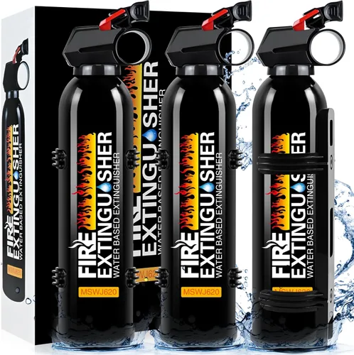 Vista 8 de Extintor de Incendios para el Hogar - Paquete de 2 Extintores de Incendios para Automóvil con Soporte de Pared, Extintor de Incendios Pequeño A B C