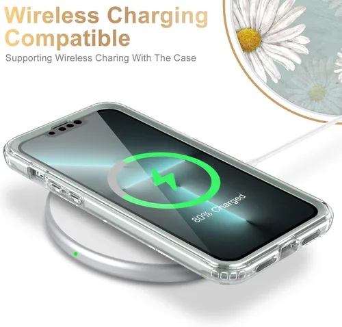 Vista 3 de Esdot - Funda para iPhone 13 Pro Max, con protector de pantalla integrado, funda de grado militar con diseño de moda para mujeres y niñas, funda