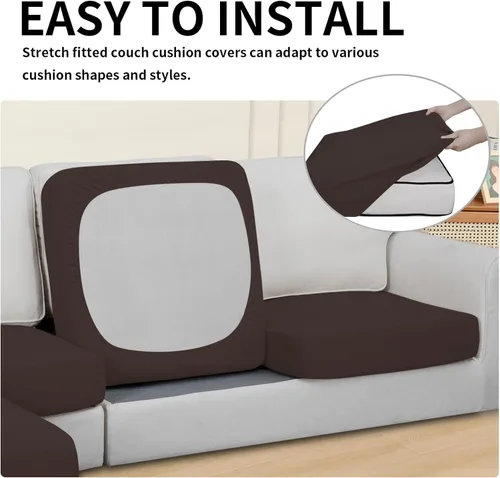 Vista 4 de Easy-Going Fundas de cojín 100% impermeables de 4 piezas para sofá seccional, izquierdo/derecho en forma de L, funda antideslizante para sofá, 3