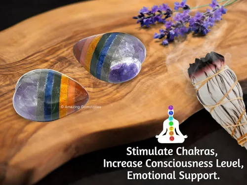 Vista 6 de Amazing Gemstone Piedra de Palma de Corazón de Cristal de Chakra - Piedra de Masaje de Bolsillo para Preocupación para Equilibrio Natural de Chakras