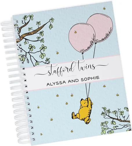 Vista 11 de Personalized Twin Baby Memory Book - Hardcover First Year Album Customized with Babies’ Names - Prompted Baby Journal (Blue Mountains)