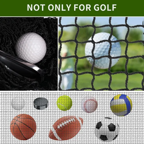 Vista 3 de NQB Red de práctica de golf con kit de acero para colgar y cuerda de nailon, red de golpeo para múltiples deportes