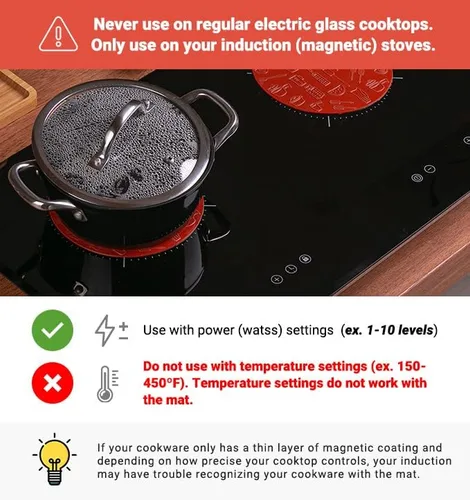 Vista 5 de VEM Induction Cooktop Mat - Silicone Scratch Protector - for Magnetic Stoven - Non Slip Pads to Prevent Pots from Sliding During Cooking