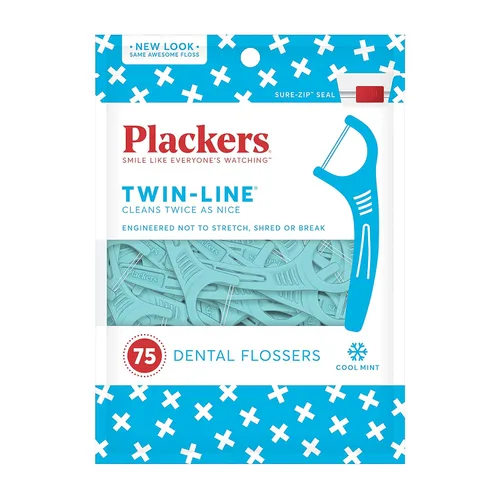 Vista 5 de Plackers Paquete de púas de hilo dental y hilo dental de doble línea (3 paquetes, 90 unidades y 75 unidades)