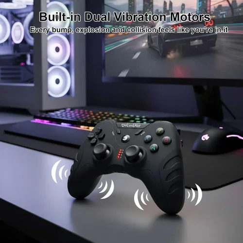 Vista 5 de DuLingKer PC Controller Wireless, PS3 Controllers PC Gamepad with Hall Effect Joysticks and Dual Vibration, 2.4G Wireless Gaming Controller for